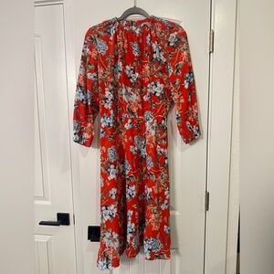 H&M Red Floral Long Sleeve Dress